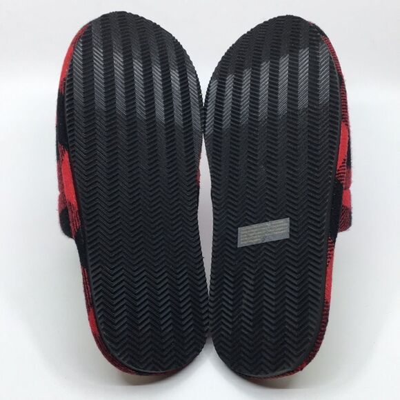 Polo Ralph Lauren Big Pony Red and Black Buffalo Plaid faux Sherpa Slippers L - Picture 5 of 16
